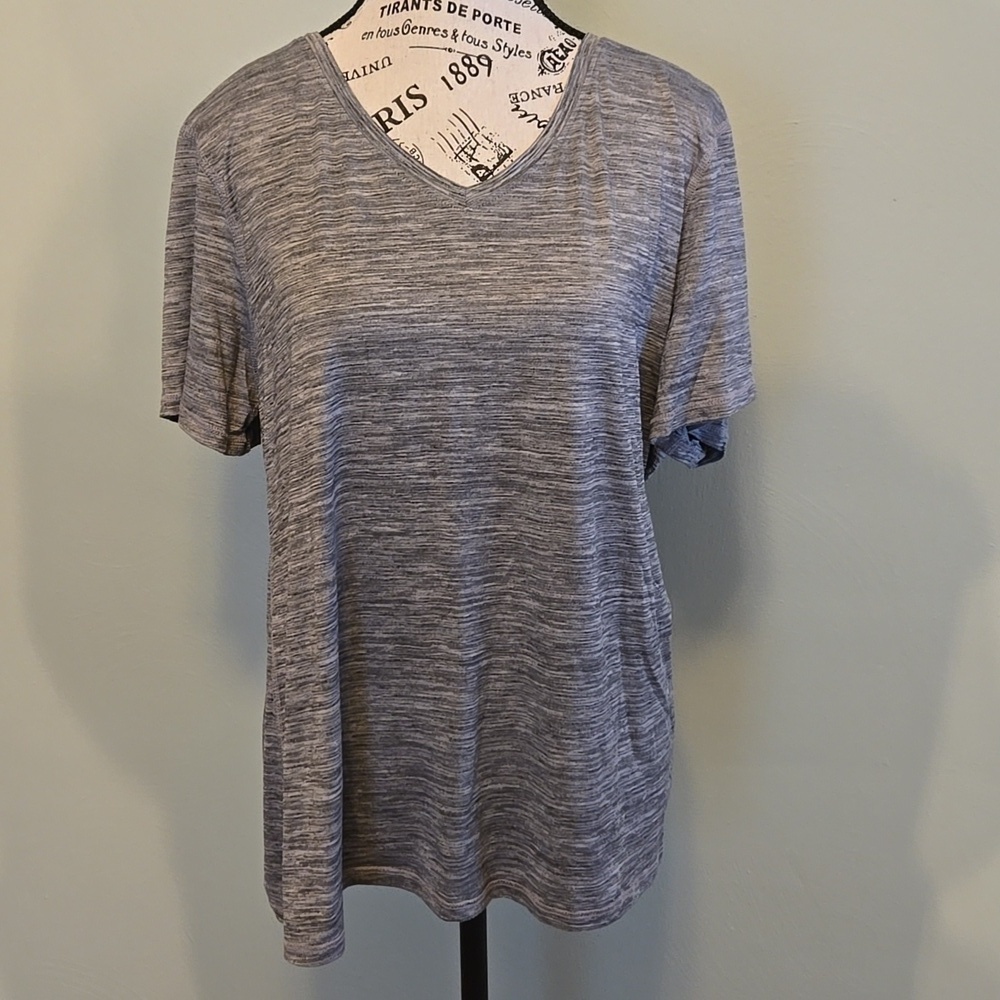 Grey V-neck Workout Tee